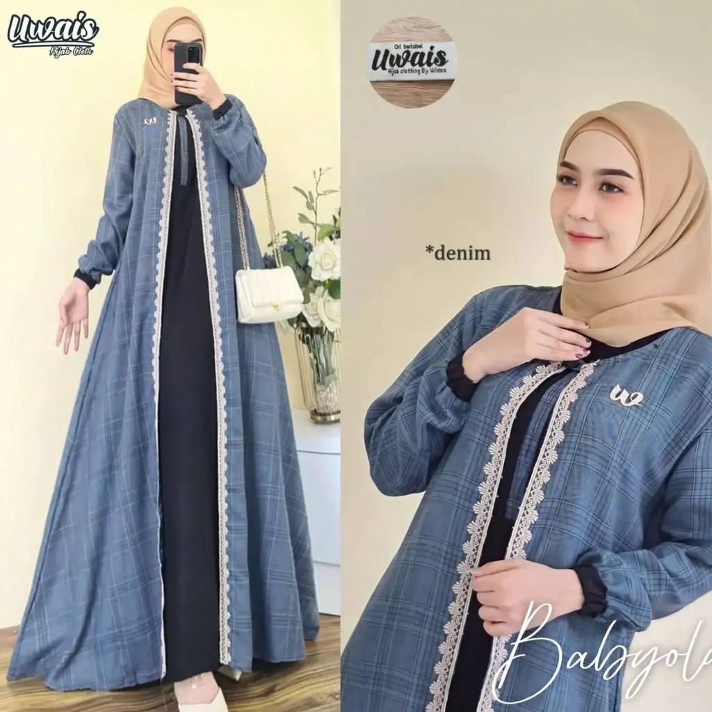 Dress Hijab Dua Layer Menyatu Aplikasi Renda Terbaru Baju Gamis Ngetren Baju muslim dewasa wanita Gamis Kondangan matt Ceruty Full Furing Dress Gamis Busui Friendly Wudhu Friendly / Babyola dress