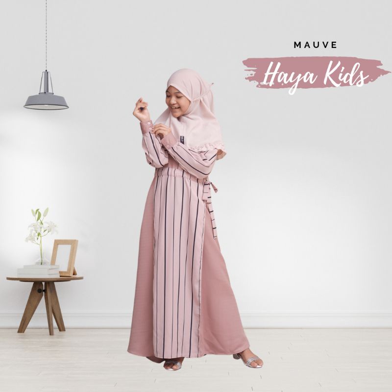 Baju Muslim Anak perempuan dan laki-laki Haya Motif Salur