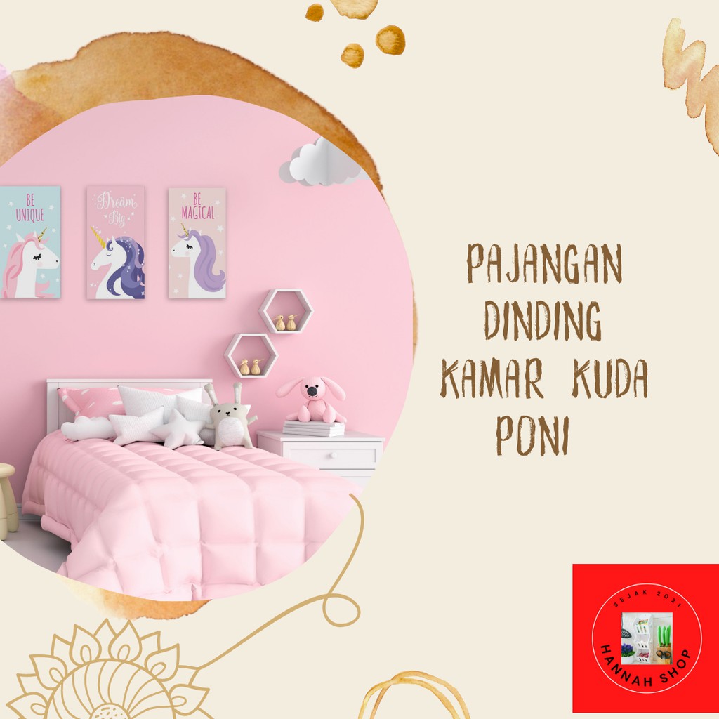 pajangan dinding kamar tidur anak perempuan kuda poni