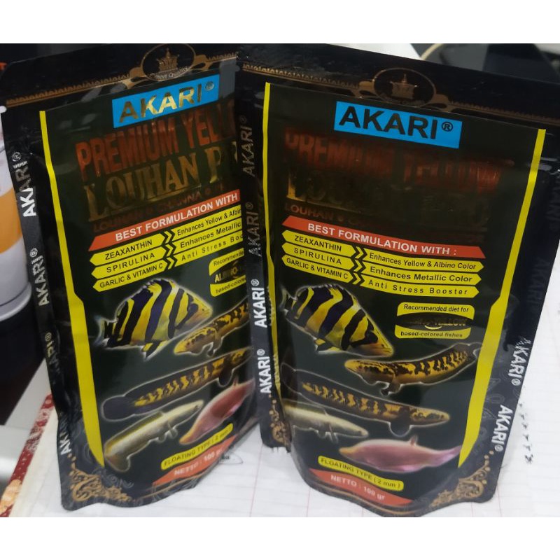 Makanan ikan arwana louhan AKARI AA PREMIUM YELLOW LOUHAN CHANNA  100gr