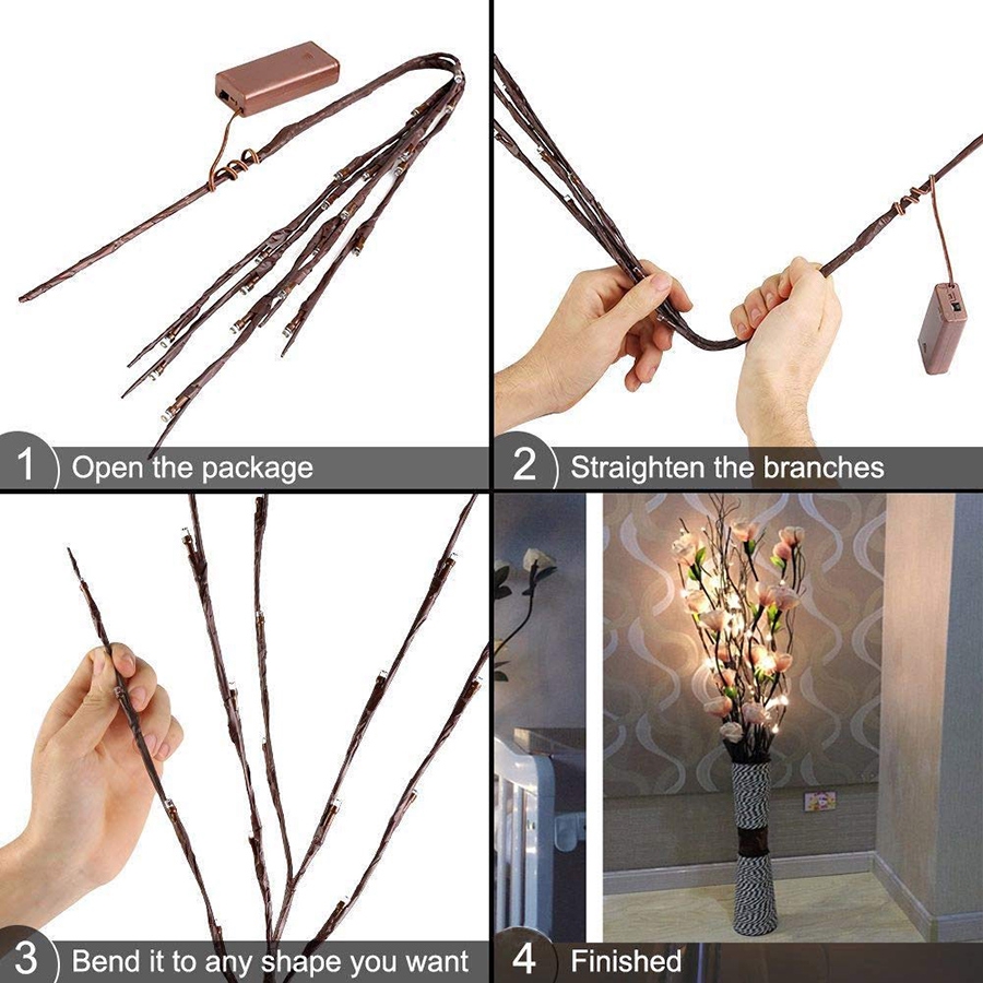 Lampu Tumblr 20/100-led Model Ranting Pohon Willow Tenaga Baterai Untuk Dekorasi Rumah/Taman/Pesta