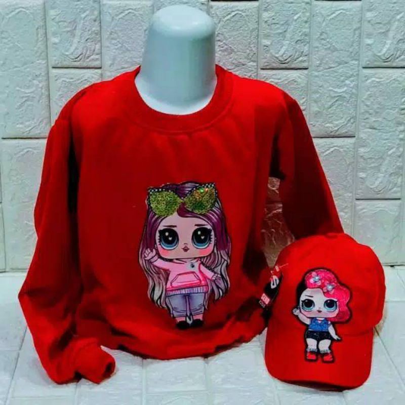 [BISA COD] Paket 2IN1 Jaket sweater anak Perempuan LOL LED + topi LED LOL UK 2-9tahun