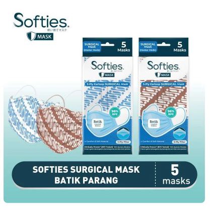 Softies Surgical Mask edisi Batik Parang 3ply isi 5