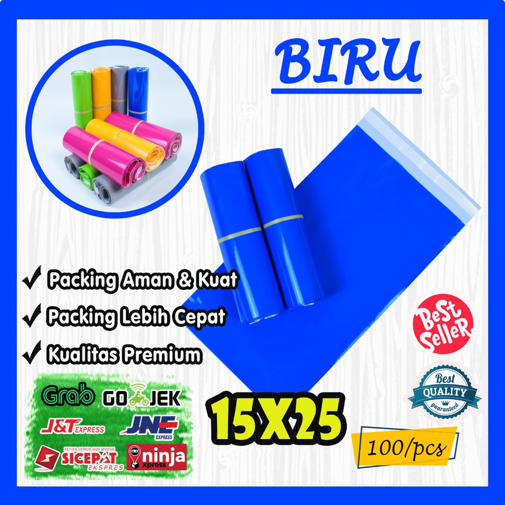 

Polymailer kantong kemasan amplop plastik tebal 15X25 WARNA @100 PCS - GLOSSY mewah RJ4