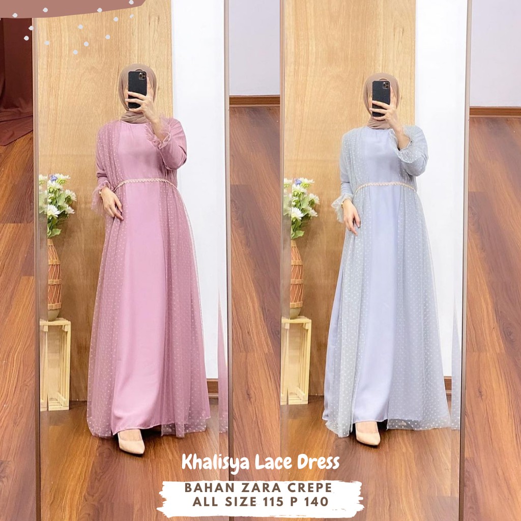 Khalisya Lace Dress/Dress Tile Ld 106/Dress Payet/Gamis Pesta/Gamis Lebaran/Dress Maternity