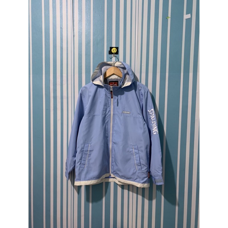 Spalding Putih Jaket track training jaket Sepeda jaket running jaket Windbreaker Thrift Preloved