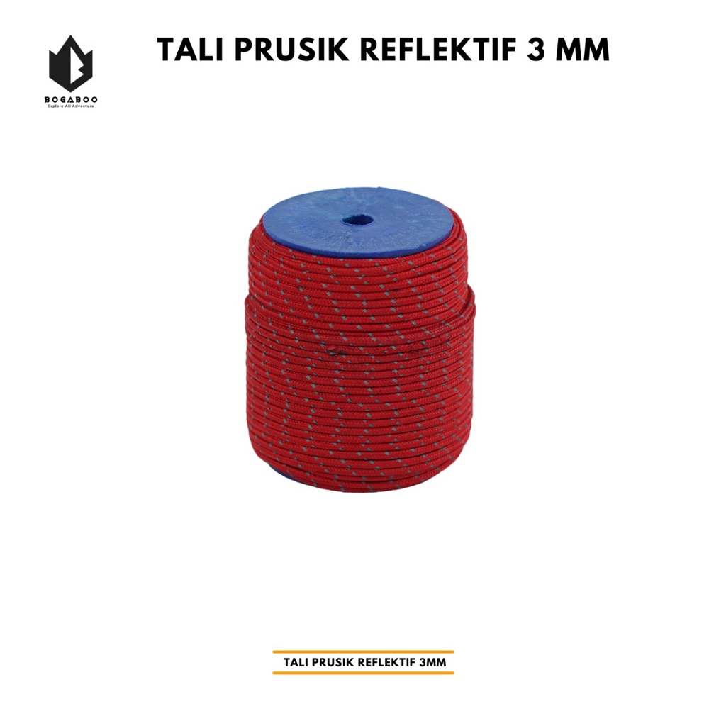 (COD KUY) TALi PERUSIK REFLEKTIF 3 MM - tali prusik reflective - tali perusik nyala - tali tenda outdoor - TALI REFLEKTIF ULTRALIGHT 1 ROLL