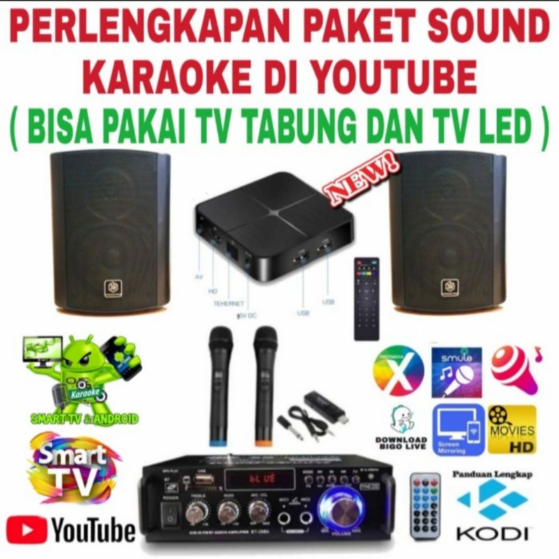 Paket Sound Karaoke Speaker  3R 5 Inch + Android Box Bisa Karaoke Di Smart Tv LED