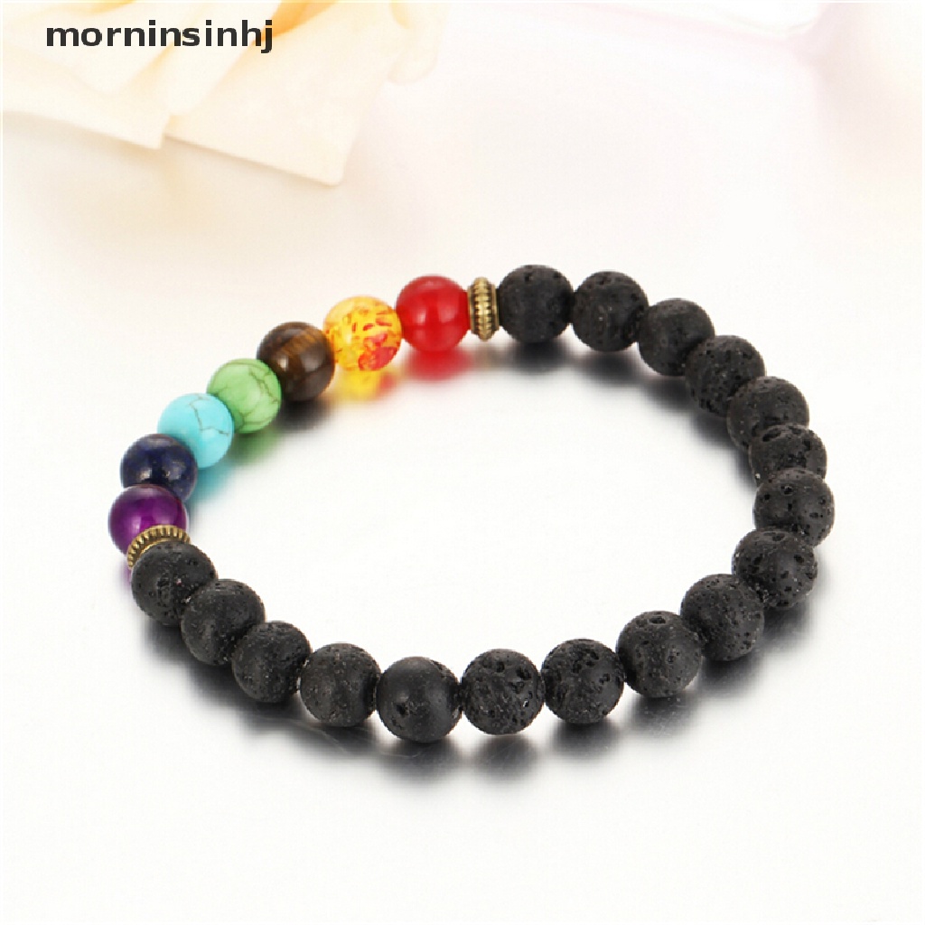 Mornin Gelang Manikmanik Batu Lava 7 Chakra Healing Balance Untuk Yoga Reikidoa Pria