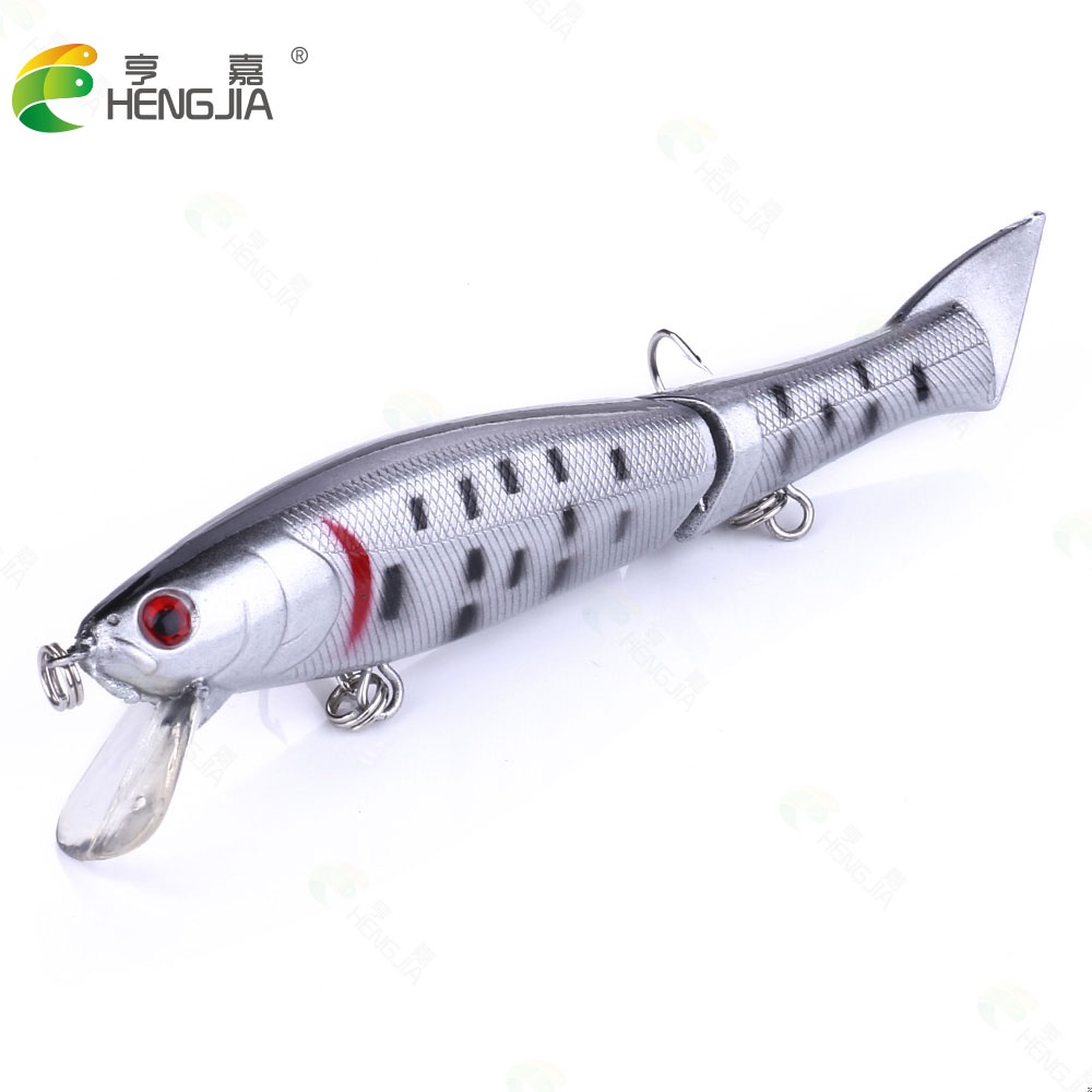 HENGJIA 6PCS/Lot Lifelike Artificial Crankbait Multi Jointed Fishing Lure 12cm/13.5g 2-segment Hard Bait 6# Hook Wobblers Sea Fishing Bait