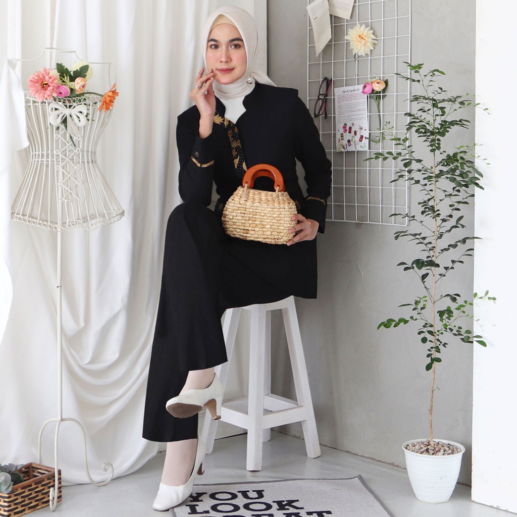 BLAZER WANITA B&amp;V LYNELLE / Seragam PNS / Baju PDH PNS Wanita / Baju Dinas Pemda Wanita / Baju Khaki PNS Wanita / Seragam ASN Wanita / Baju Guru Wanita - 7011 HITAM