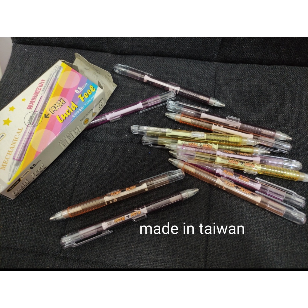 

pensil mekanik genvana teckniclick 0.5 made in taiwan / merek bazic crown 05 plus penghapus putar