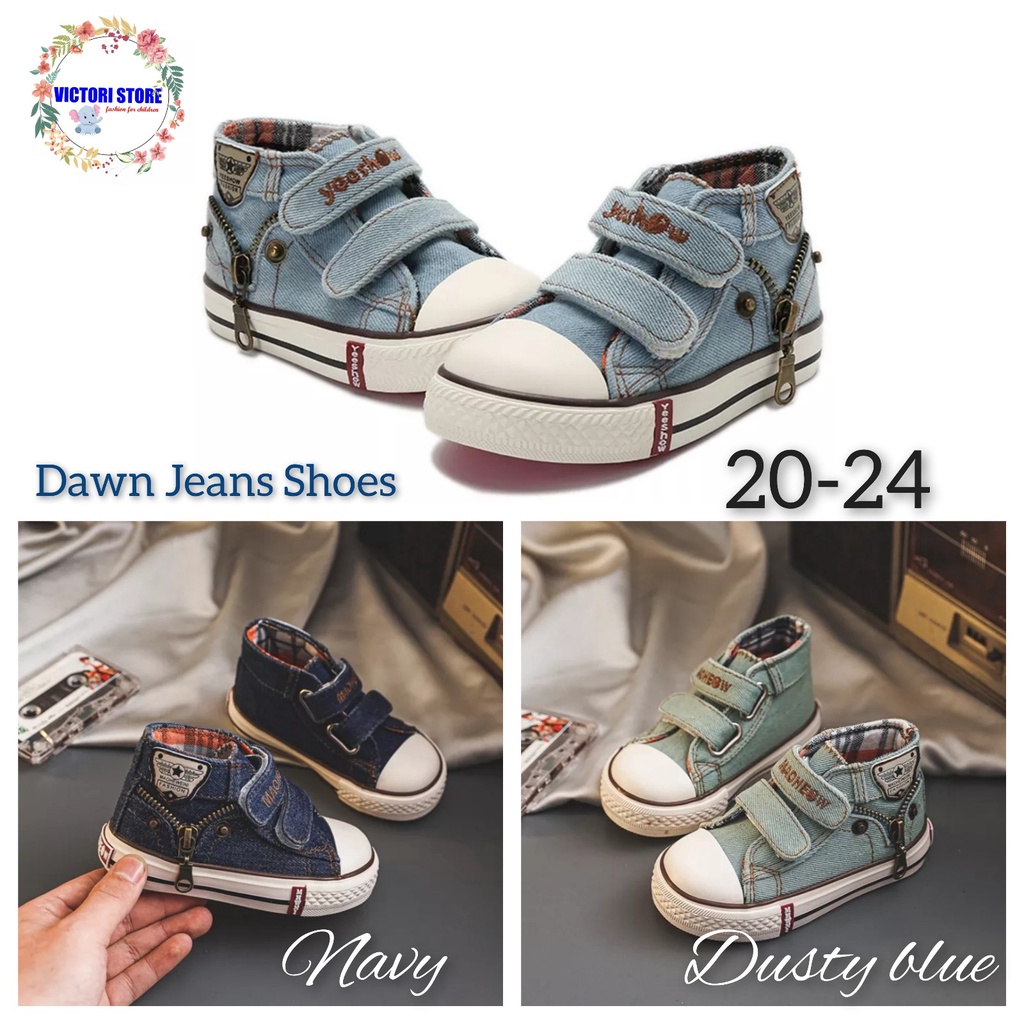 Sepatu Anak Laki Laki DAWN Jeans Sneaker Shoes size 20 - 24 Korean Style Import