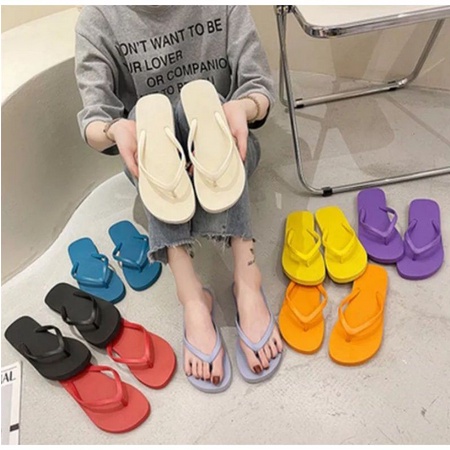 Sandal Jepit Polos Sandal Jepit Wanita Polos Anti Slip Sandal Rumahan / Sendal Flipflop Full Color / Sendal Spon Warna Warni