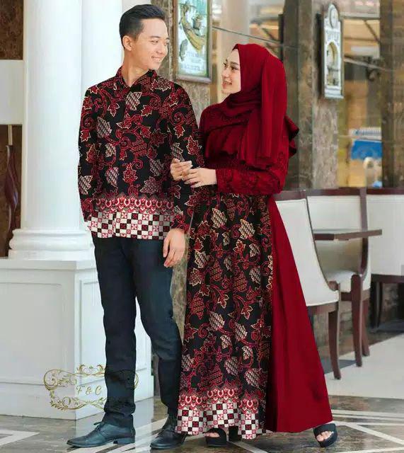 Ada Real Pic Set Cp Alazka / Gamis Batik / Gamis Couple 4 Warna