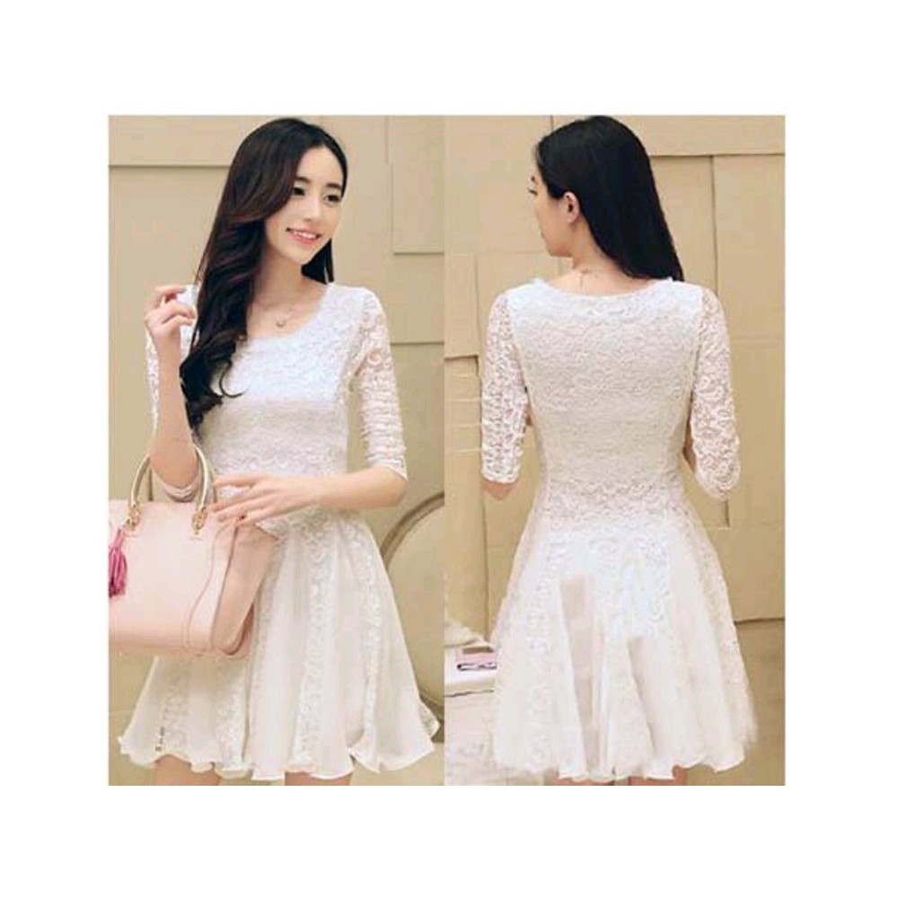 LOKAL BRANDED real pic dress brukat warna putih