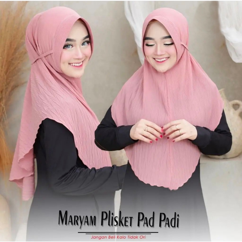 Bergo Pad Plisket Padi / Bergo Tali Pad Padi / HIjab Instan Tali Padi