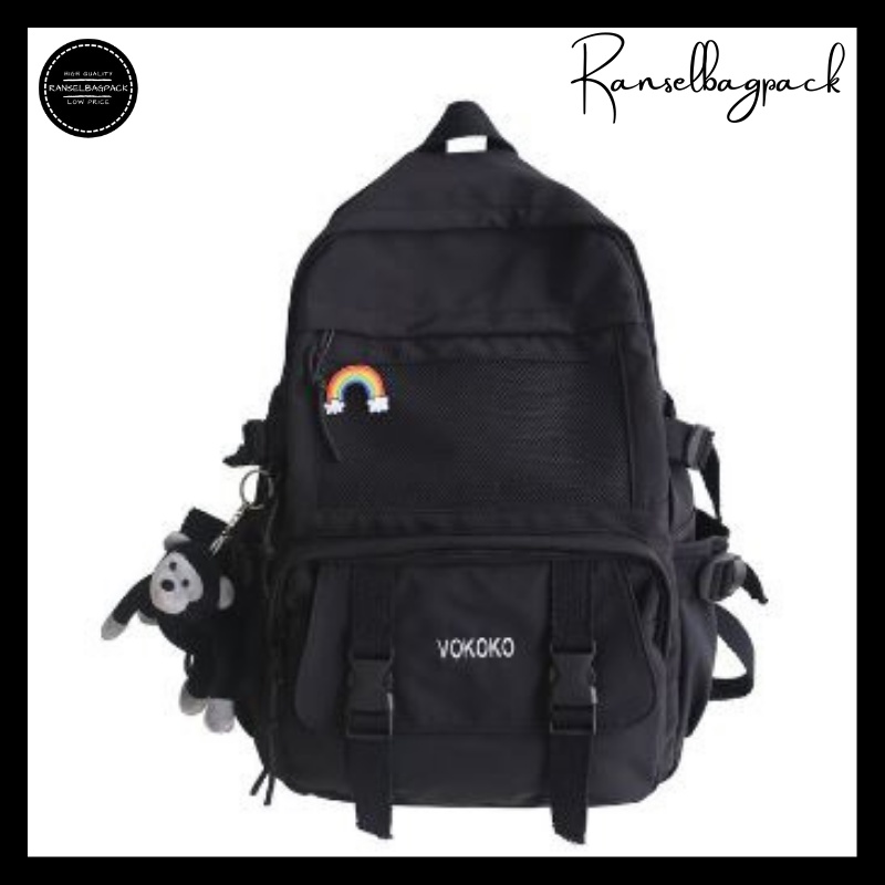 Tas Ransel Punggung Backpack Kanvas Bahu Simple Kekinian Model Kasual Termurah Terbaru Korea Remaja Travel Baru Multifungsi Backpack Pria Wanita Cewek Cowok 002