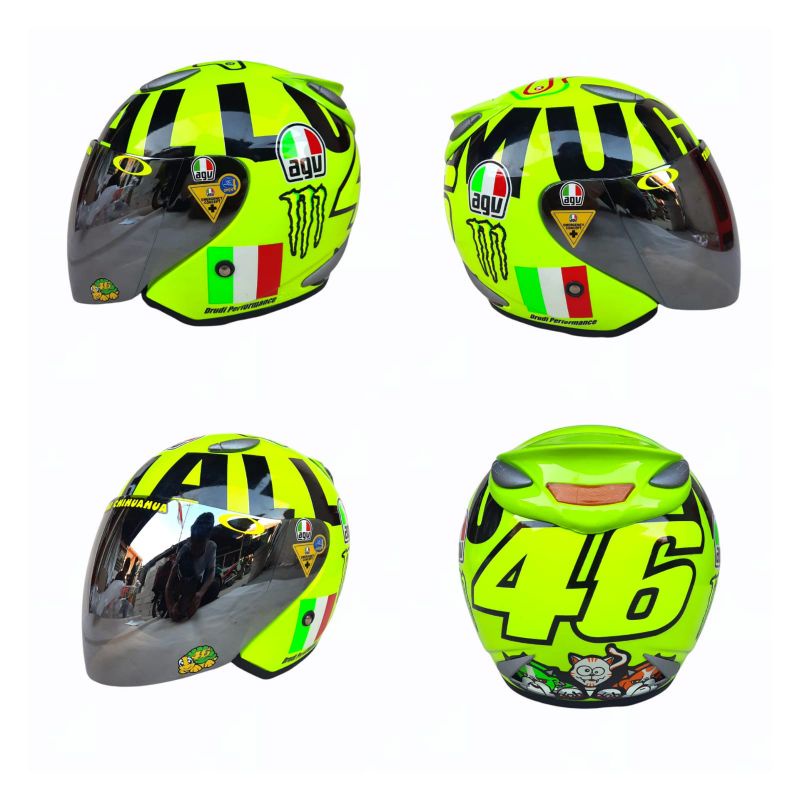 HELM HALF FACE VR46 AGV MUGIALLO | Basic Centro | Visor Iridium Silver | SNI