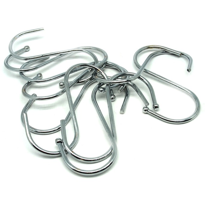 Hanger Gantungan Jaket Baju Panci Dapur Tas Lengkung Serbaguna Stainless Steel 10 PCS Silver Tebal