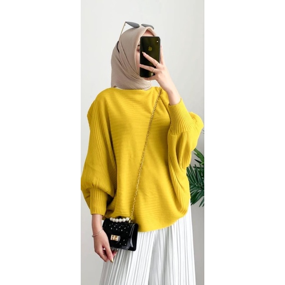 SWEATER OVERSIZE KNITED BATWING - KOREAN OUTFIT (SWEATER RAJUT(