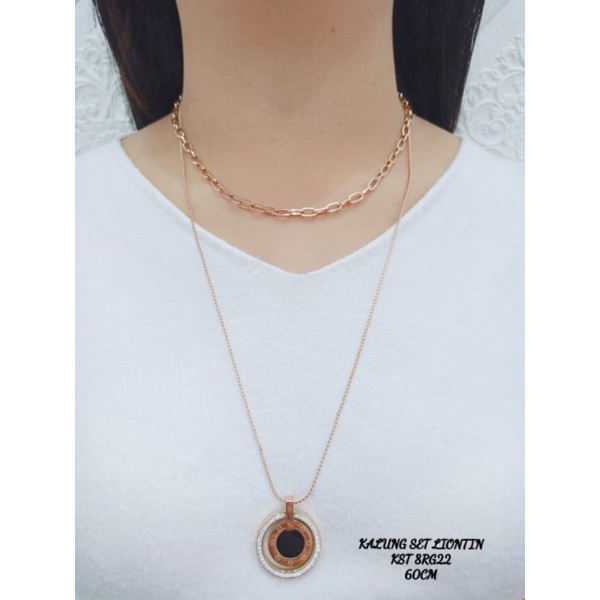 KALUNG RANTAI WANITA LIONTIN KOTAK CANTIK DAN UNIK KALUNG LAPIS EMAS IMITASI