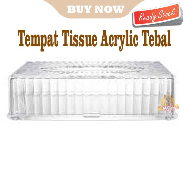 Tempat tisue akrylic Tissue Holder Transparant Gelombang Tebal 26x14cm