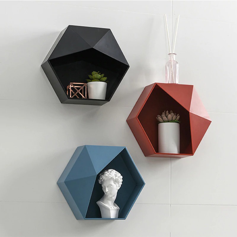 Lazyishhouse Rak Dinding Minimalis Dekorasi Hexagonal - 67267