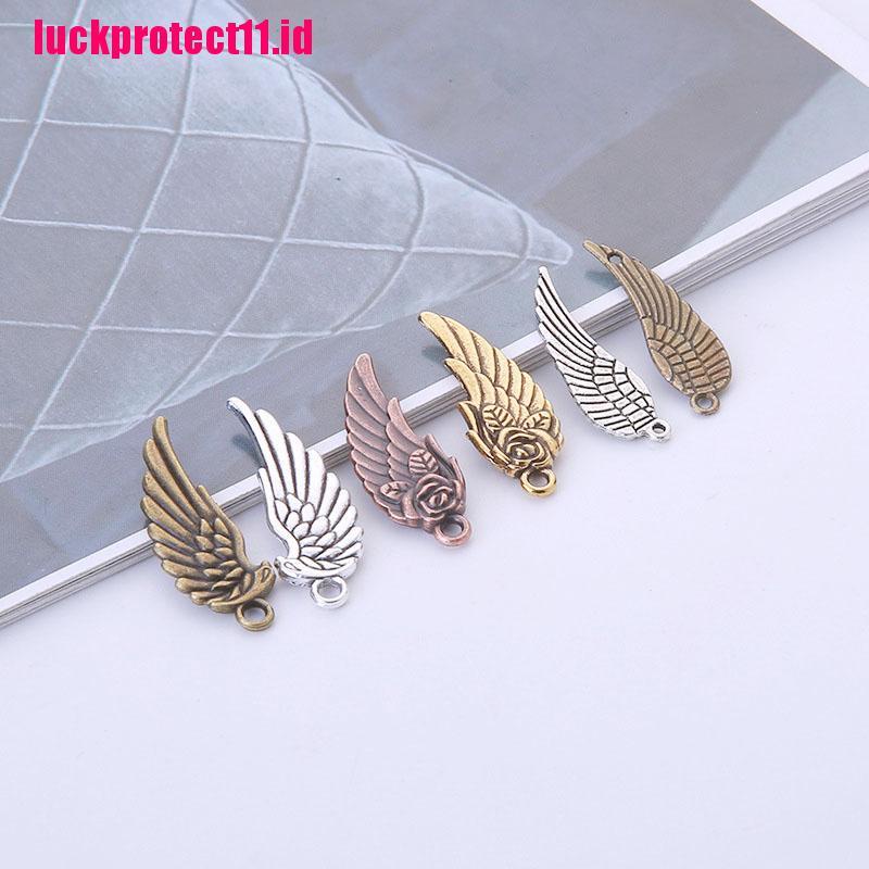 【LUCK】100Pcs/Set Mixed Vintage Metal Feather Wings Charms DIY Pendants Jewelry Making