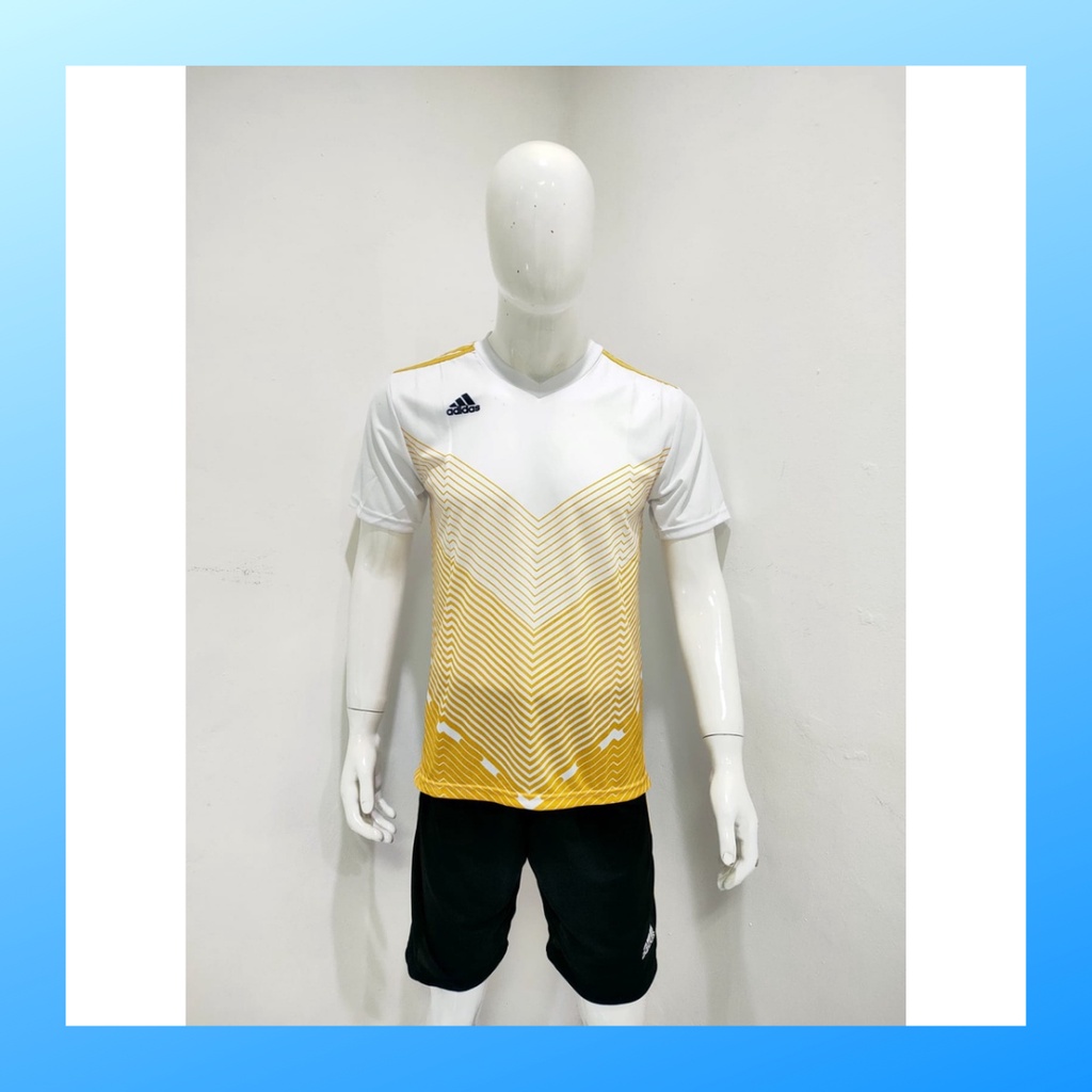 Kaos futsal pria jersey sepak bola baju dan celana setelan wanita dewasa t-shirt outfit seragam jarsey kostum olahraga pakaian apparel sport jersy soccer casual jersi suit AD162 putih