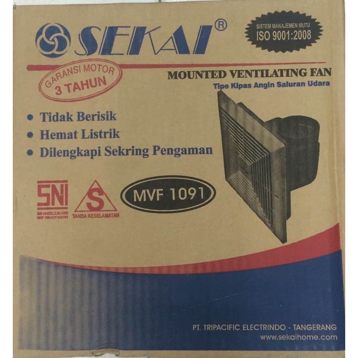 KIPAS ANGIN DAK/KIPAS ANGIN HISAP/EXHAUST FAN SEKAI 10 INCH  WVF-1091