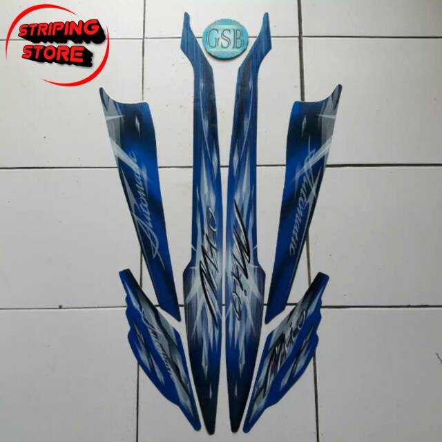 STRIKER STRIPING BODY MOTOR YAMAHA MIO SPORTY 2009 BIRU