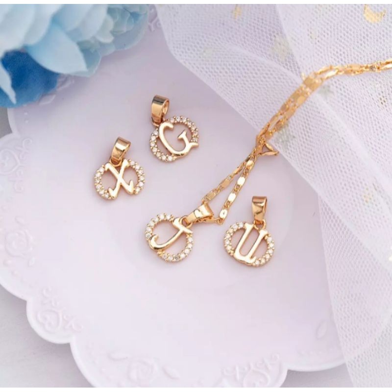 Kalung nagita huruf A-Z kalung xuping lapis emas 24k