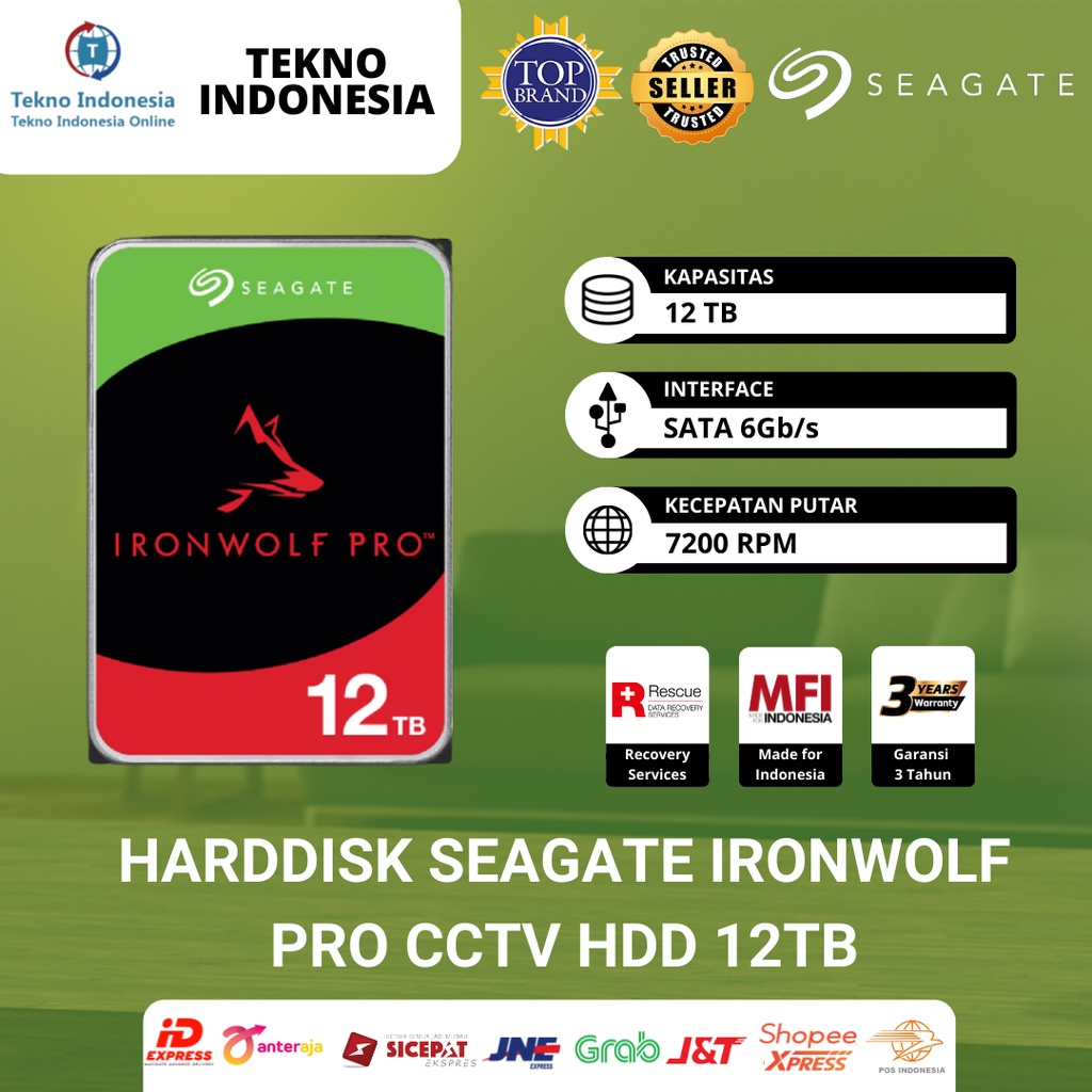 SEAGATE IronWolf PRO 12TB Harddisk ST12000NE0008 MFI HDD NAS Resmi