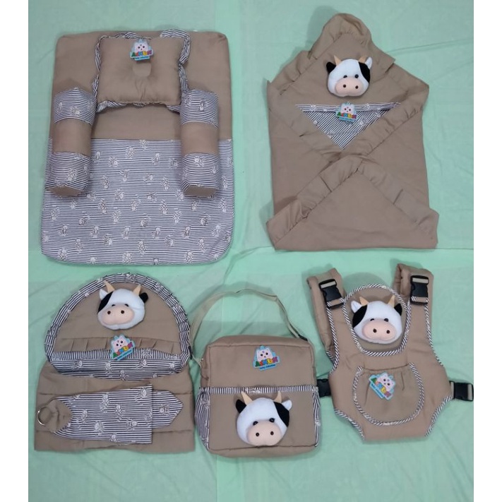 PAKET HEMAT 5 IN 1 SET PERLENGKAPAN BAYI TERMURAH (GRATIS 1 SET SARUNG TANGAN/ KAKI BAYI/-5in1 krem tas Sapi