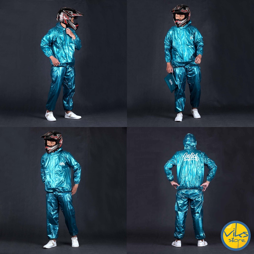Jas Hujan Setelan Pria Wanita Cowok Cewek Dewasa Anti Tembus Mantel Sauna Tebal Bahan Pvc Karet Sepeda Motor Inficlo Gym Jaket Lari 1 Set Stelan