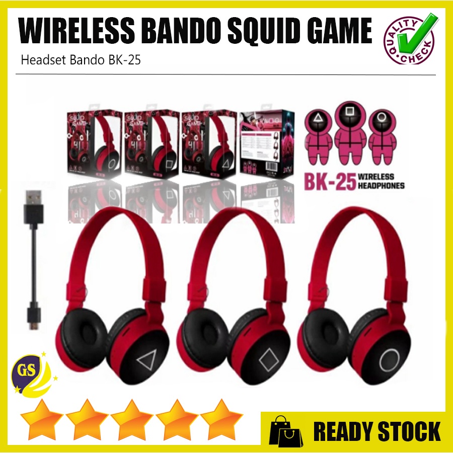 Headphone Bluetooth Wireless Squid Game BK-25 Suport SD Card Headset