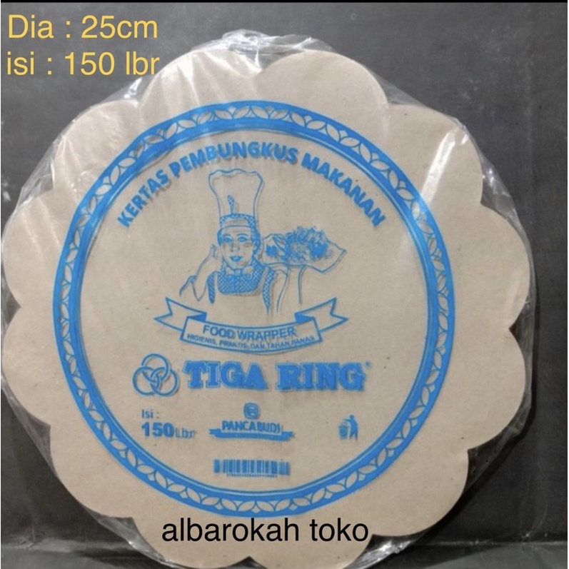 Kertas nasi bulat D:26cm / kertas nasi bunga isi 150lbr / kertas alas piring rotan / alas piring