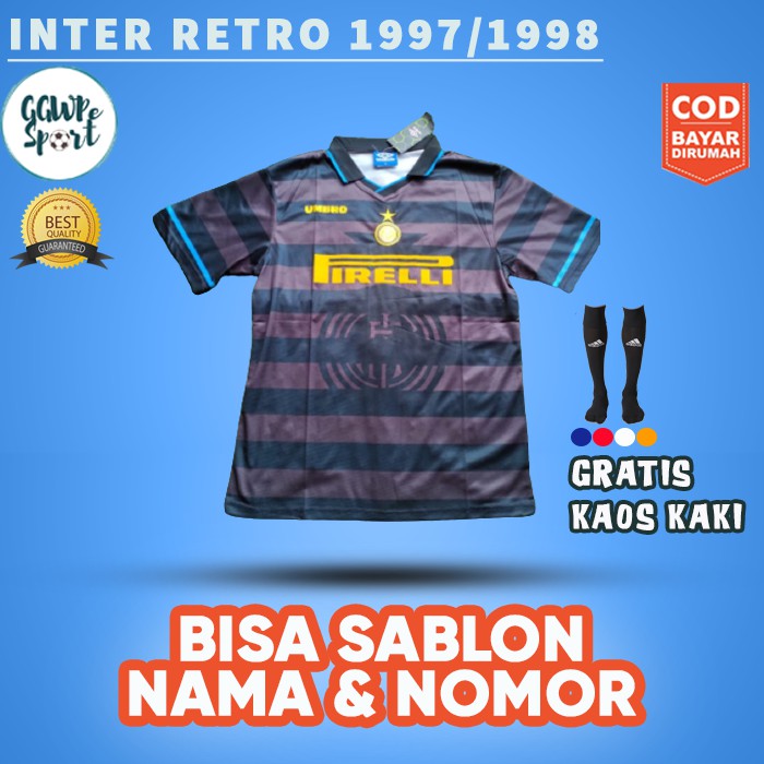 JERSEY RETRO INTERR 3RD 1998 1999 KUALITAS JAMINAN TERBAIK GRATIS KAOS KAKI