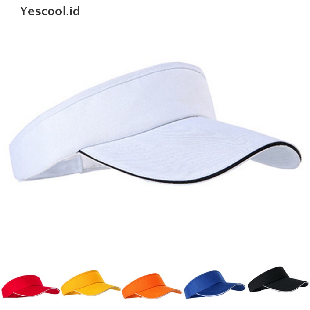 Topi Visor Matahari Olahraga Golf Tenis Breathable Dapat Disesuaikan Untuk Unisex