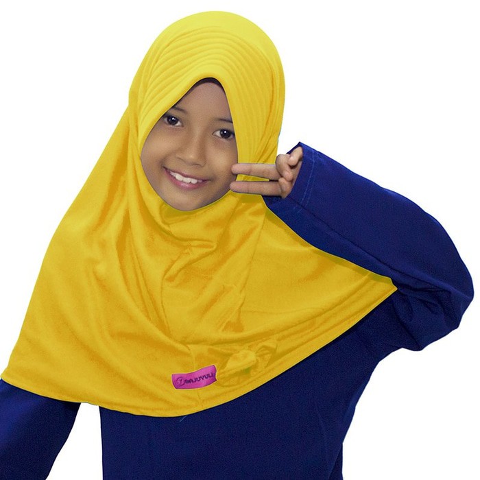 BAJUYULI - Jilbab Kerudung Anak Murah Polos Cantik Kuning Kenari GZK
