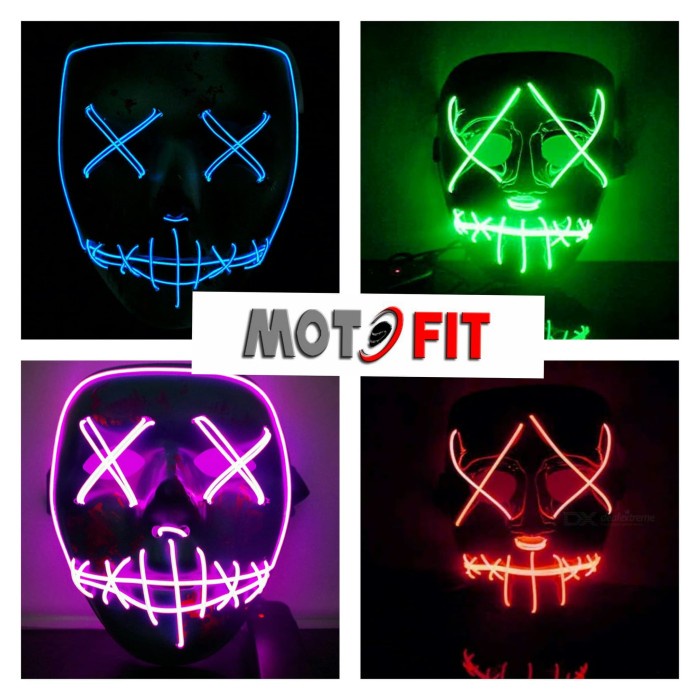 BAROKAH GAMIS Led mask the purge topeng led pesta rave party wire glow in the dark