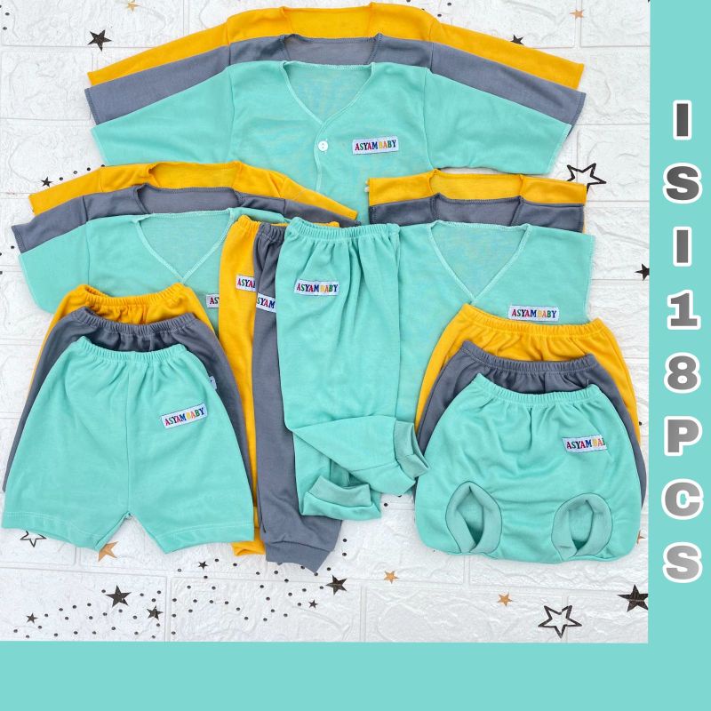 PROMO 7.7 18 PCS Baju Celana Bayi Baru Lahir Kombinasi Asyam Baby