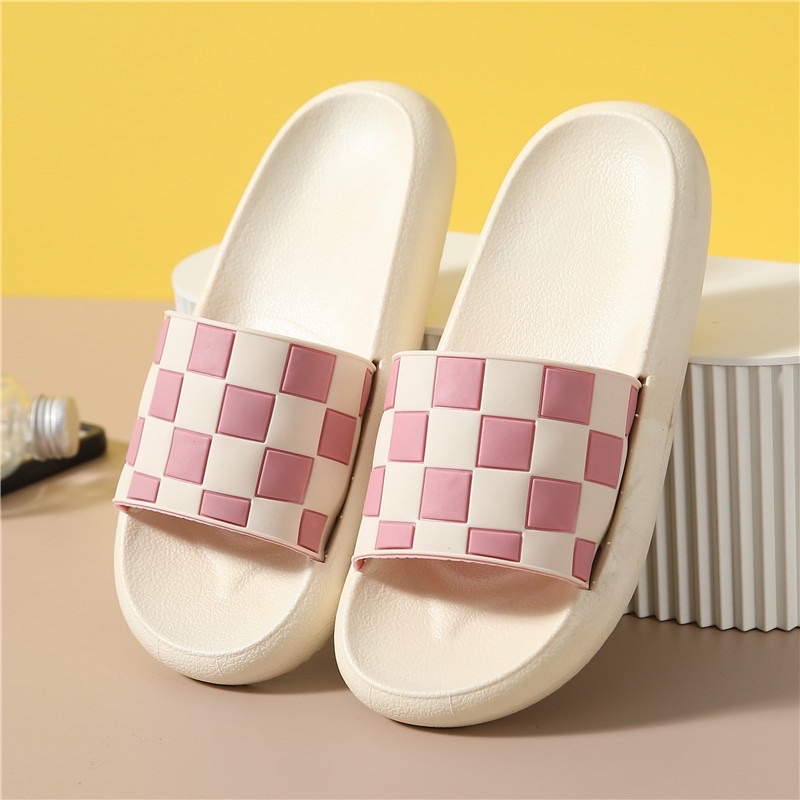 SANDAL SLOP KOREA FASHION CHECKERBOARD SANDAL SLIP ON PREMIUM