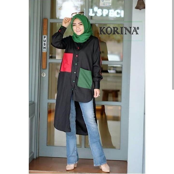 baju muslim atasan fashion wanita terbaru korina tuniiikkk Bd