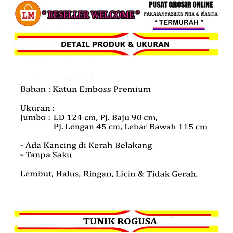 Baju Atasan Tunik Wanita Muslim ROGUSA Bahan Katun Embos Premium TERBARU TERMURAH TERLARIS LMS 27146