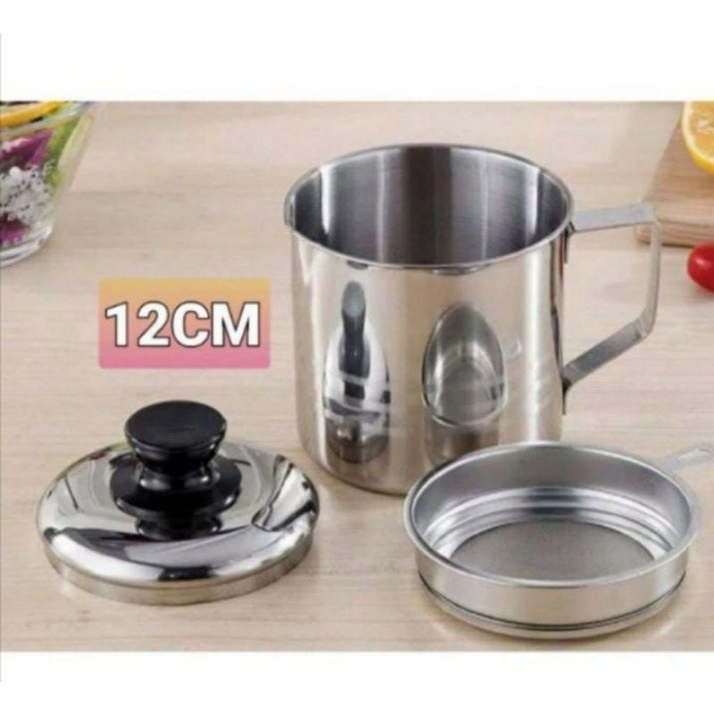 MUG SARINGAN MINYAK / OIL POT / TEMPAT SARINGAN STAINLESS 1.2L