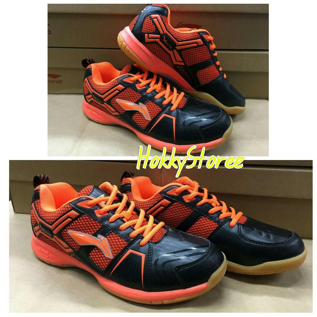 SEPATU BADMINTON LINING CROSS BLACK ORANGE - ORIGINAL