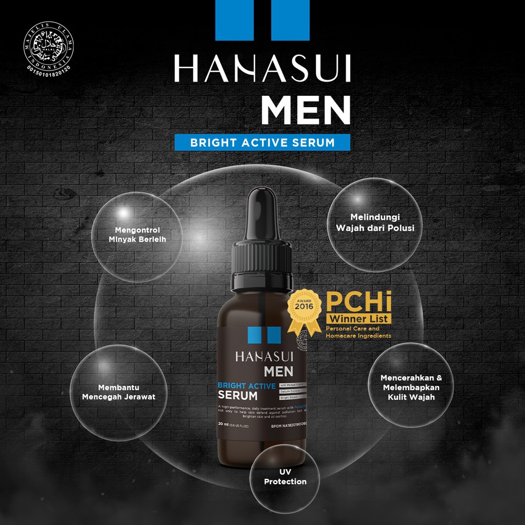 Hanasui Men Bright Active Serum / hanasui men serum BPOM / SERUM WAJAH PRIA