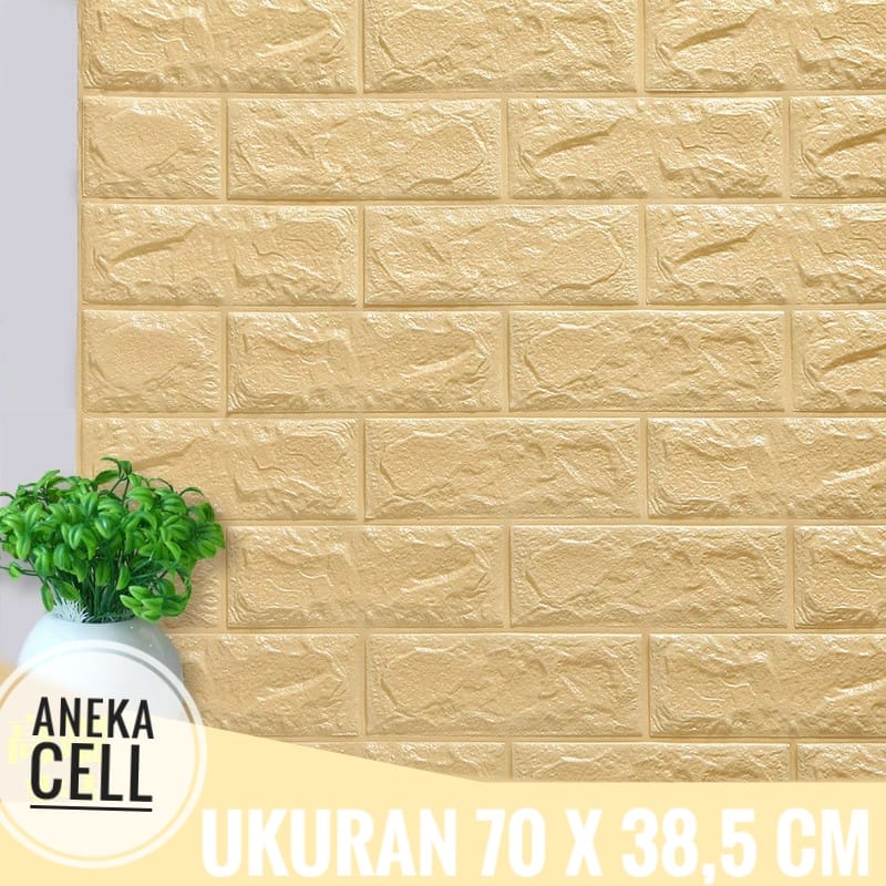 Wallpaper Tembok Dinding 3D Model Batu Bata Putih/Walpaper Tembok Dinding Untuk Mempercantik Ruangan-Gold